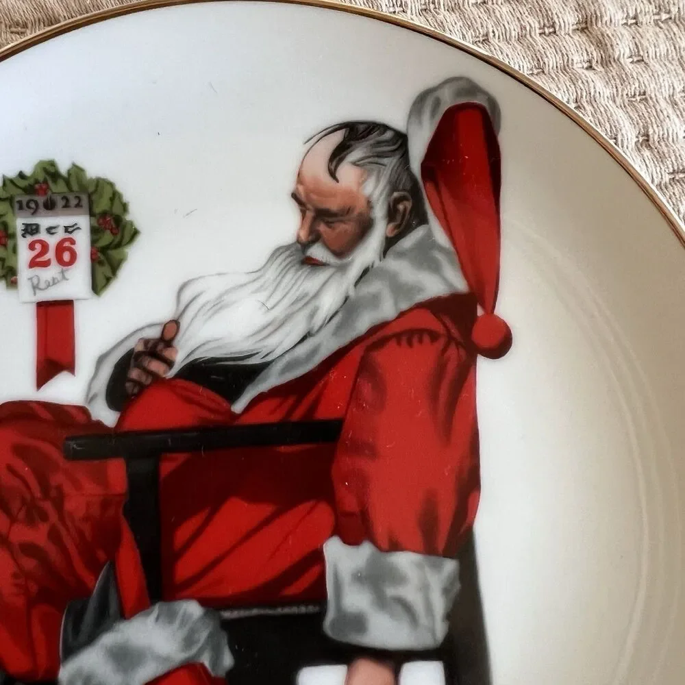 VTG Norman Rockwell Collector Plate Day After‎ Christmas Santa Porcelain Japan